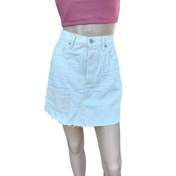 New Citizens of Humanity Premium Vintage White Cutoff Patched Mini Jean Skirt 27 - Picture 1 of 10